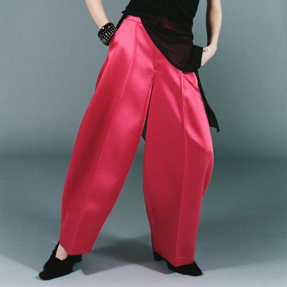 ZARA SATIN EFFECT BALLOON PANTS - Picture 5 of 10